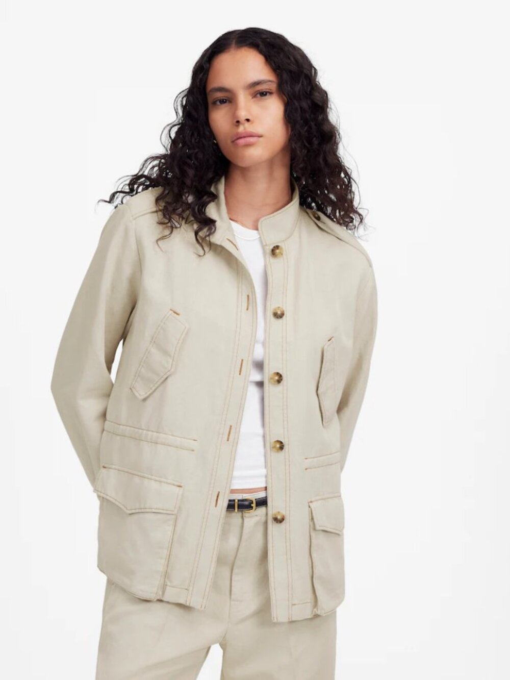 Madewell Cinched Utility Jacket in Italian Linen Twill Women's Size Medium